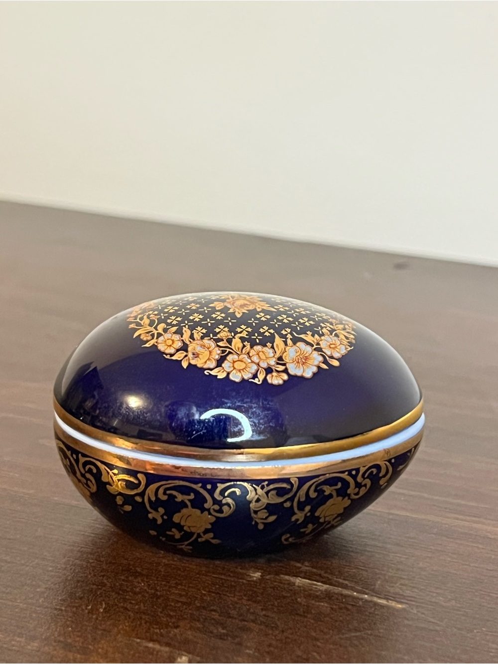 Vintage Limoges France porcelain egg shaped box trinket jewelry